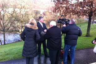 Alistair Carmichael faces the media after his Stirling speech