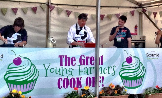 Alistair Carmichael takes part in the Young Farmers' cooking challenge.