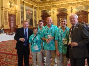 David Mundell and Advocate General Lord Wallace meet the Norfolk Island badminton team.